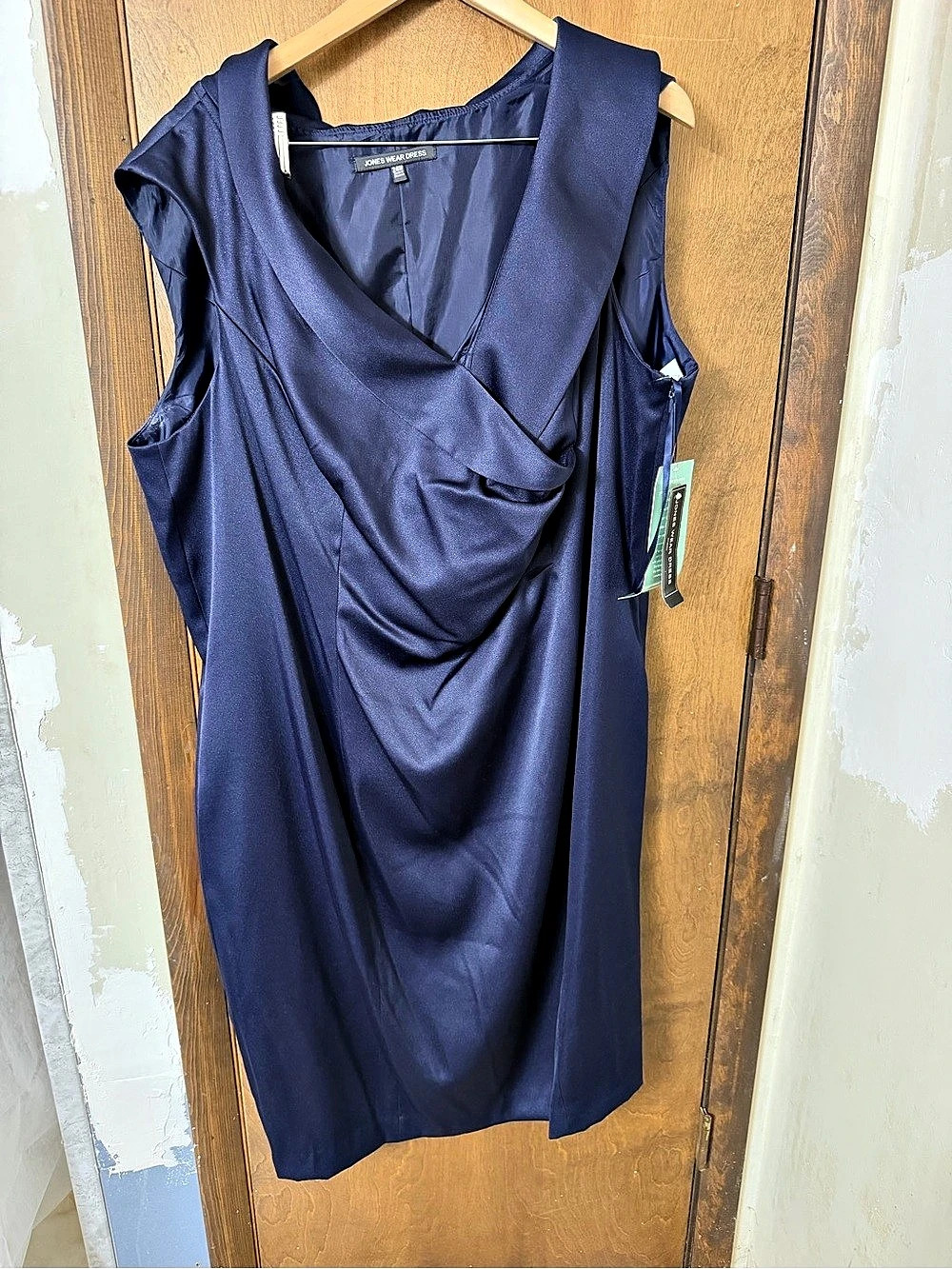 Jones New York 24W Ruched Sleeveless Midi Dress Blue NWT